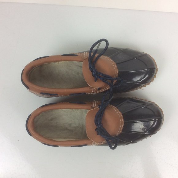 Pro Line Blue & Tan Waterproof Leather/Rubber Sheepskin Duck Rain Shoes Size 6 - Picture 6 of 7